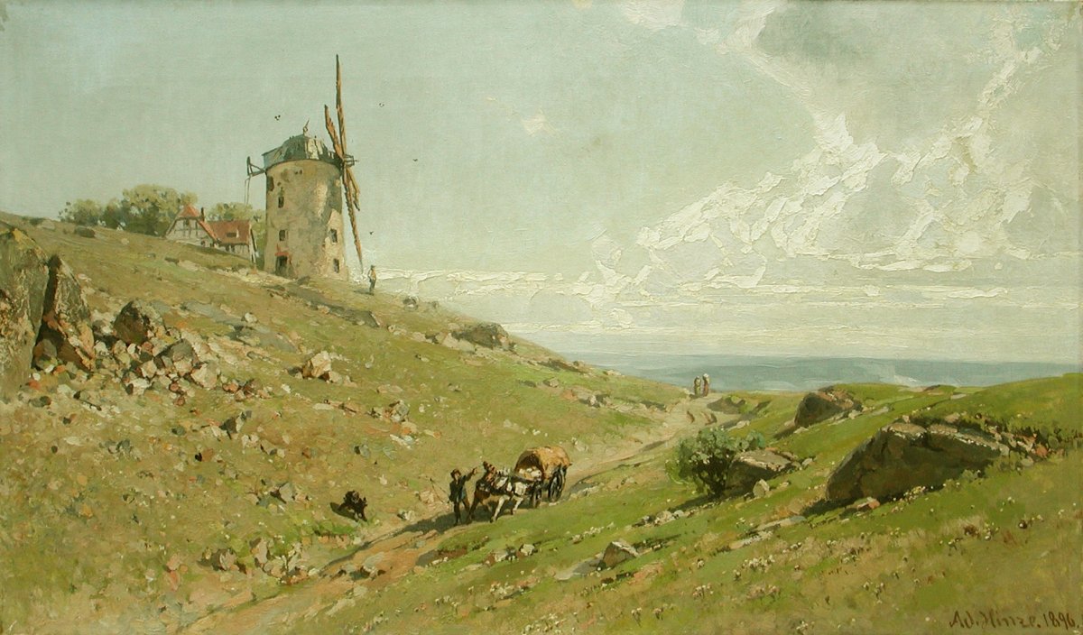 Adolf HINZE "Paysage allemand" 1896 huile sur toile 61x101